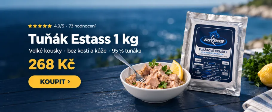 Tuňák Estass 1 kg za 268 Kč – velké kousky, bez kostí a kůže, hodnocení 4,9/5